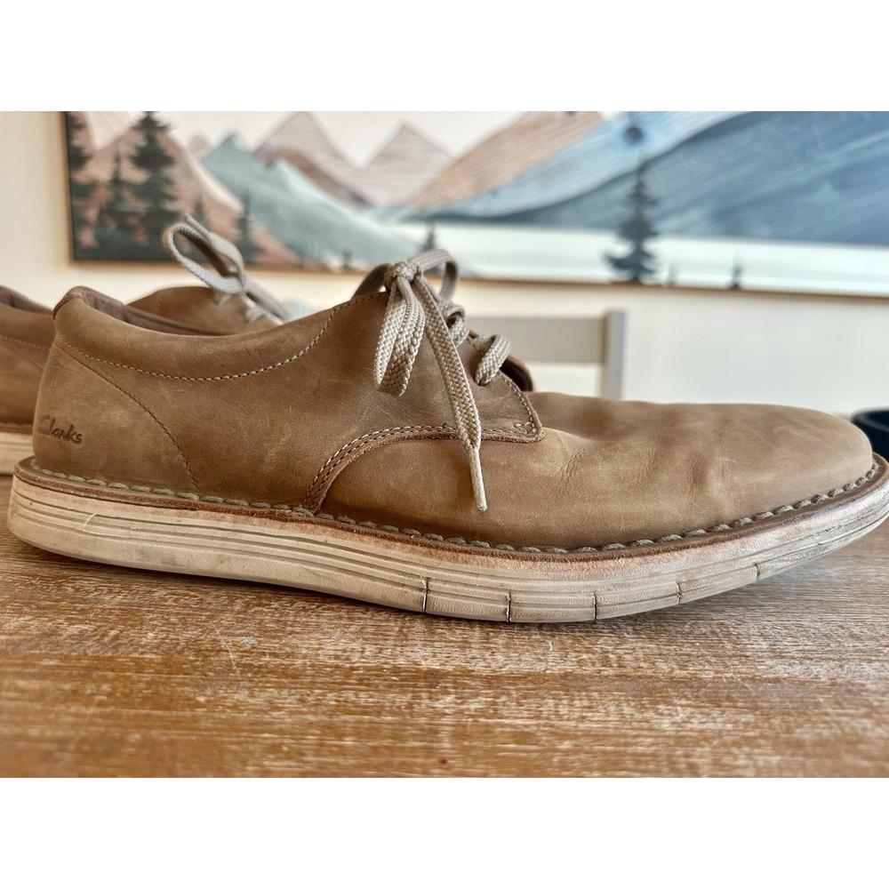 Mens Clarks Forge Vibe Tan Suede Leather Casual Oxford Shoes Size US 10 NICE! - Picture 3 of 9